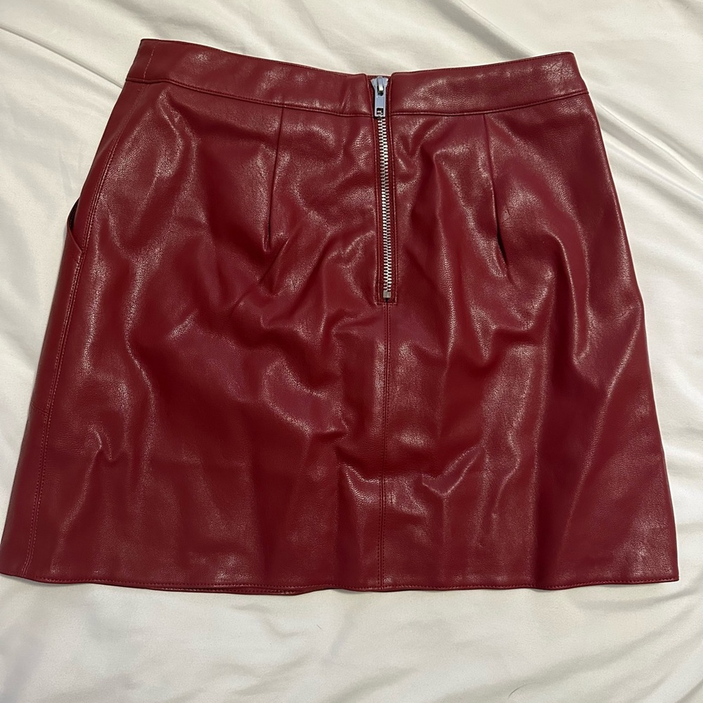 Red (Faux) Leather Skirt
